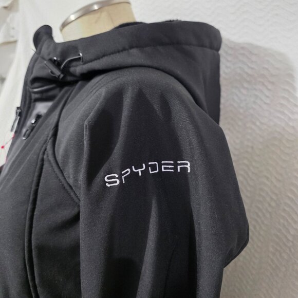 NWT Spyder Black Zip Jacket Hood, Water & Wind Resistent Termoweb Thumb Hole S/P - Picture 4 of 16